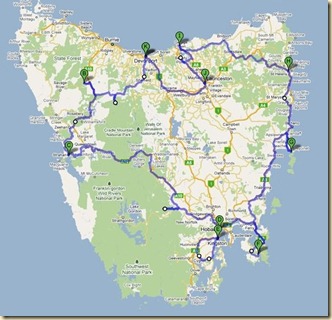 Unsere Route durch Tasmanien