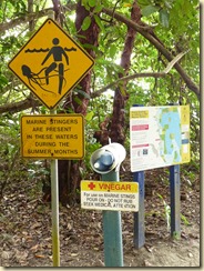 Warnschild für Stinger und der rettende Essig